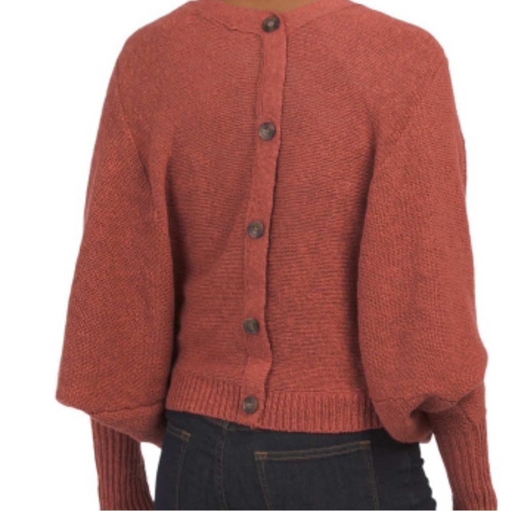 Ruby Moon Button Back Dolman Sleeve Sweater Cotton Boho Textured Rust Batwing - Picture 3 of 14